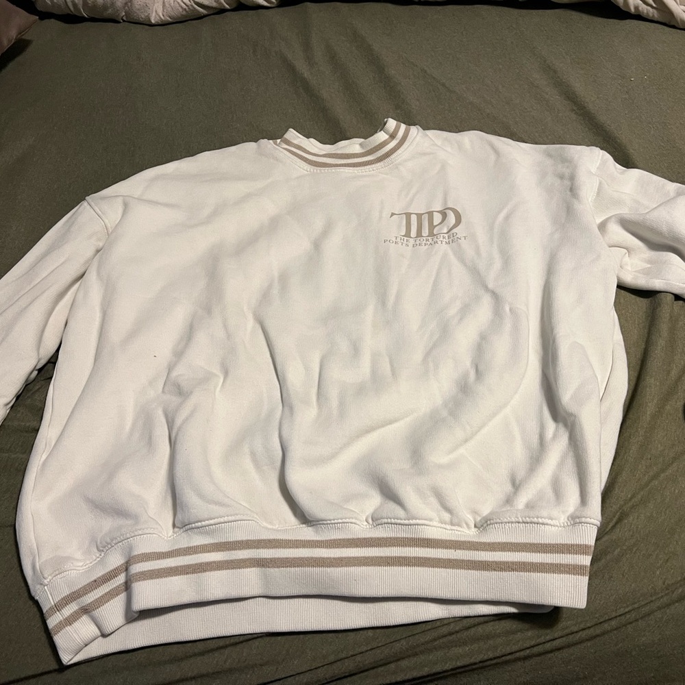 Taylor Swift Cream & Tan Striped Rib Crewneck Sweatshirt